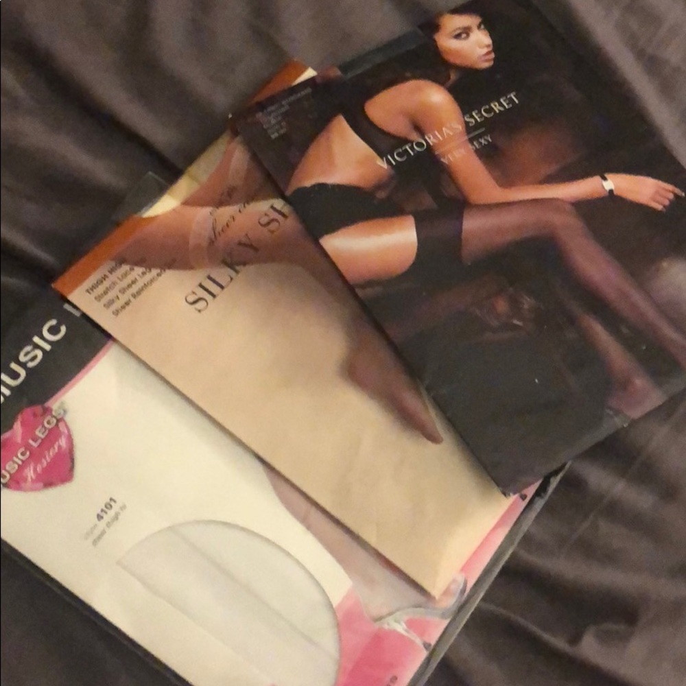 Three pairs of thigh highs classic stockings